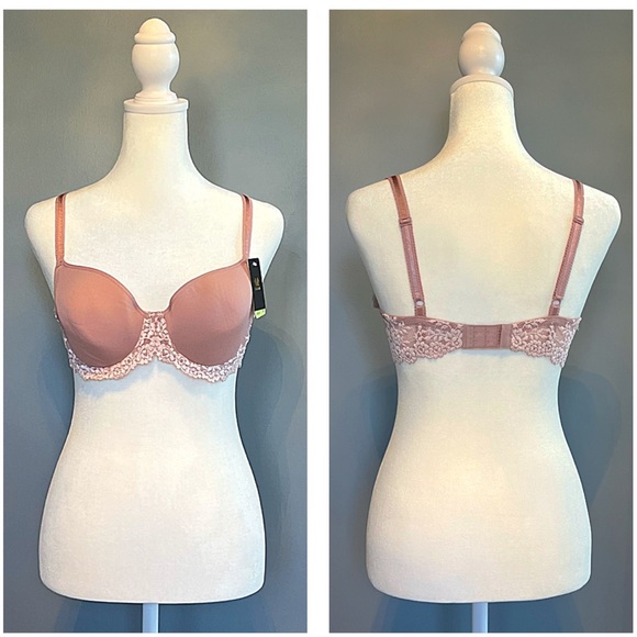 NWT WACOAL Embrace Lace Underwire T-Shirt Bra with foam cups 34B MAUVE purple - Picture 5 of 13